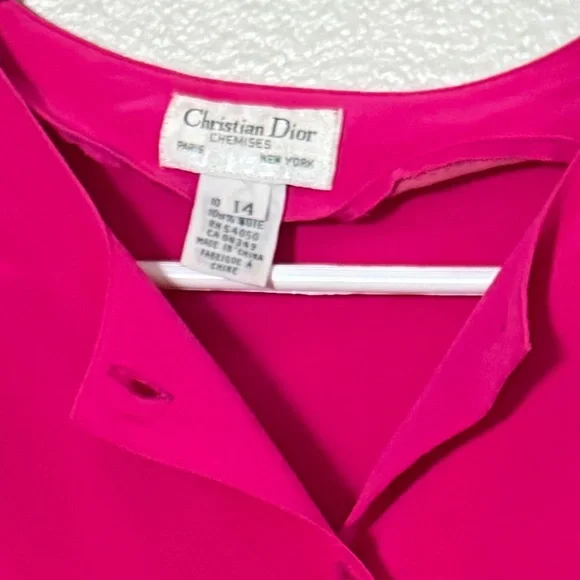 Christian Dior Chemises Silk Pink Blouse Women’s 14 Quiet Luxury - Picture 3 of 5
